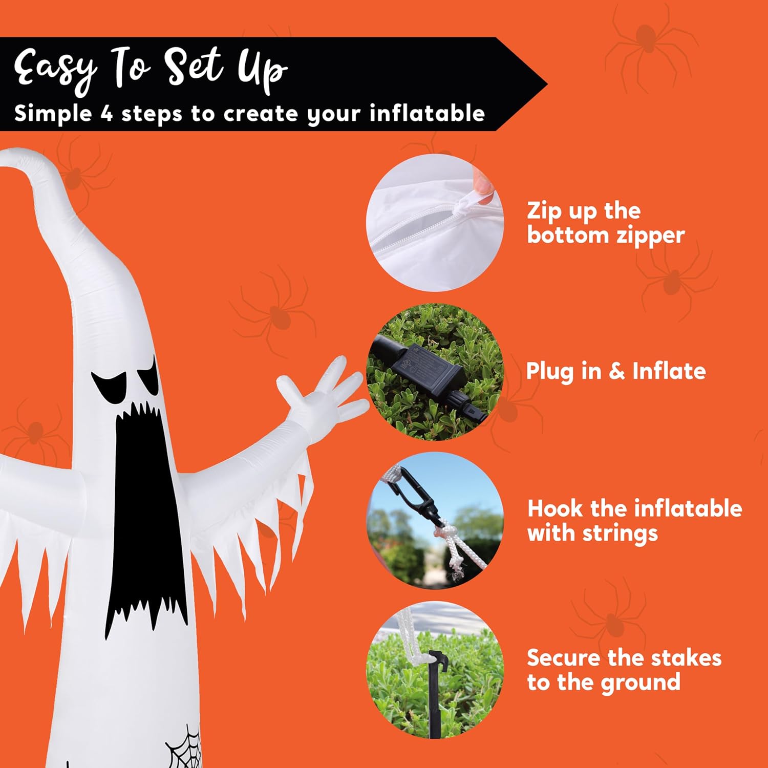 Joiedomi 12 FT Halloween Inflatables Outdoor Decorations, Scary Ghost Halloween Decor, Inflatable Ghost Blow Ups for Yard with LEDs for Outside Yard Decorations