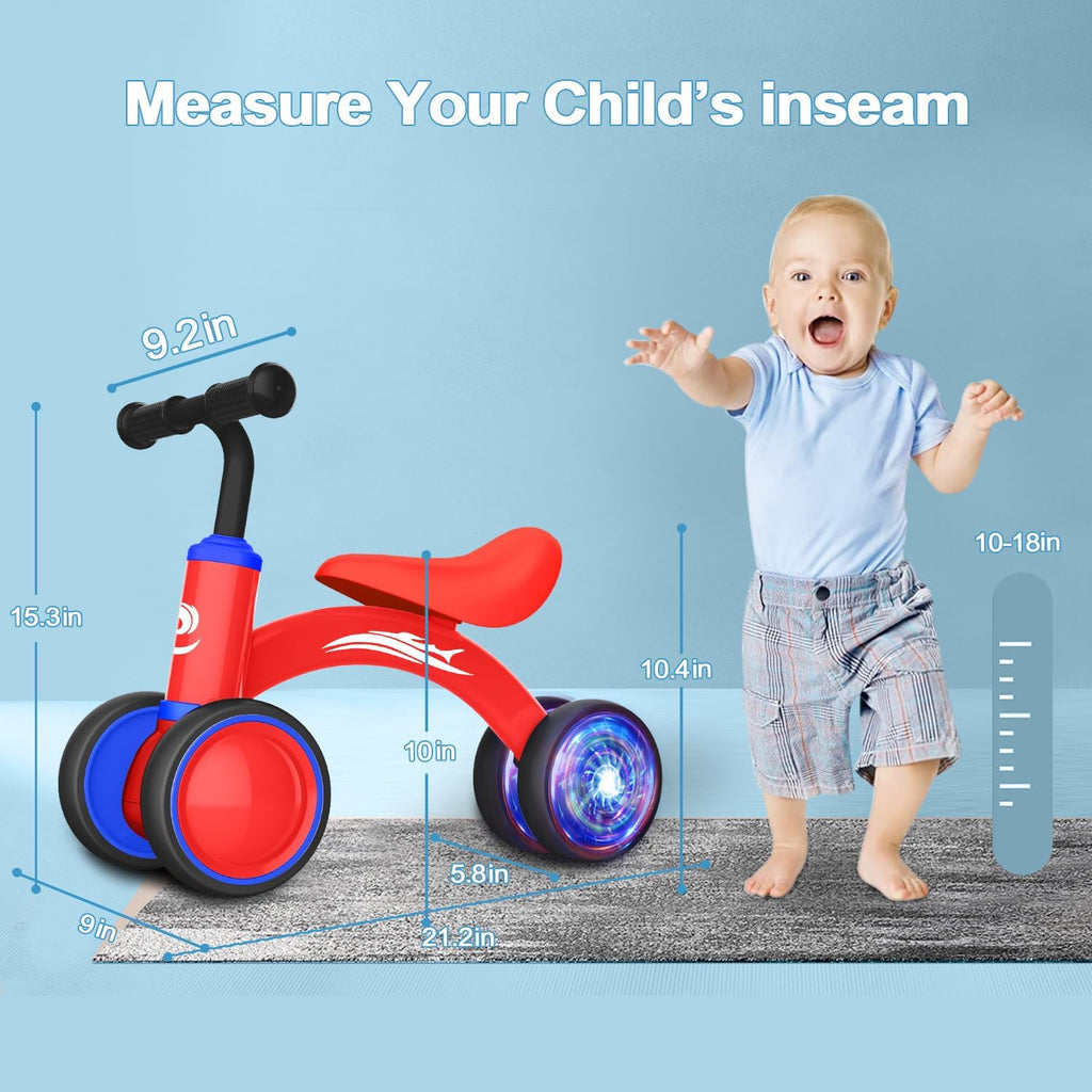 Colorful Lighting Baby Balance Bike Toys for 1 Year Old Girl Gifts, 10-36 Month Toddler Balance Bike, No Pedal 4 Silence Wheels & Soft Seat Pre-School First Riding on Toys, 1st Birthday Gifts.