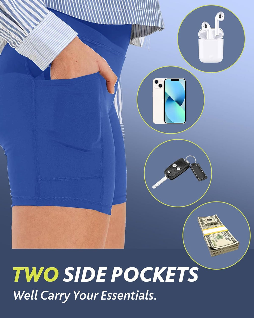 CAMPSNAIL Biker Shorts Women with Pockets - 3"/5"/8" High Waisted Workout Spandex Tummy Control Gym Running Yoga Shorts