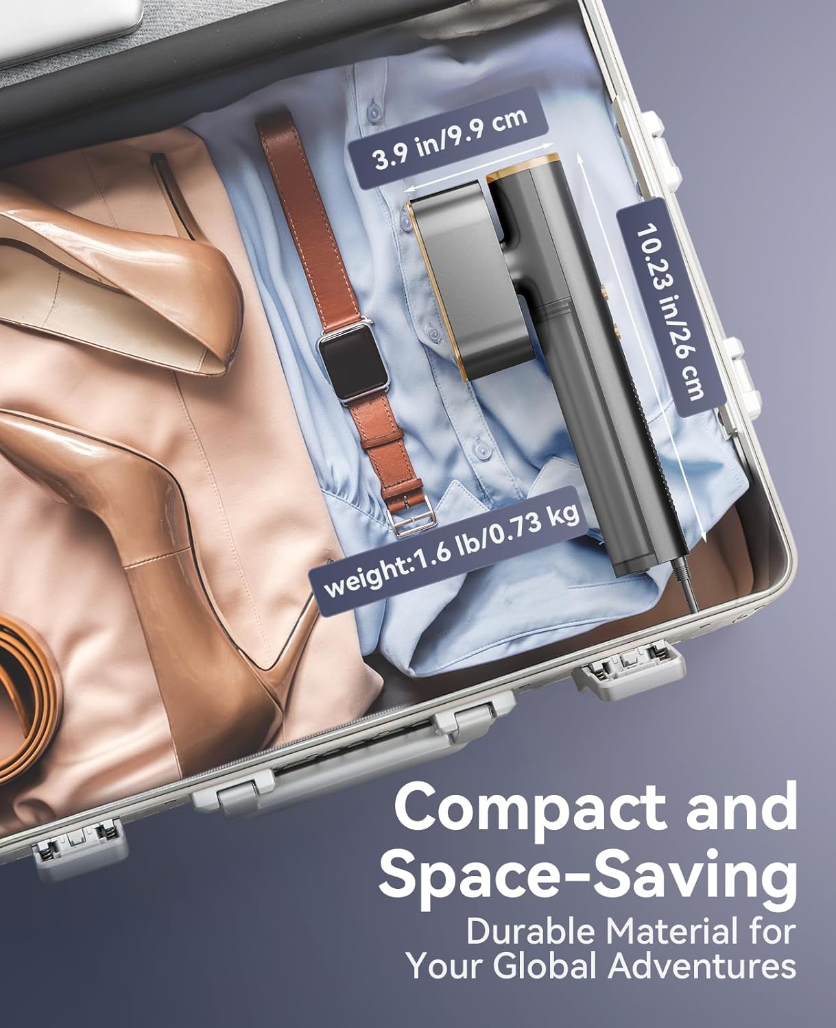 Jack ＆ Rose Travel Steamer for Clothes,100-220V Portable Iron,15s Heat Up,Steamer ＆ Iron 2 In 1, Travel Size,Large Ceramic Heat Panel,for Global ＆ Europe