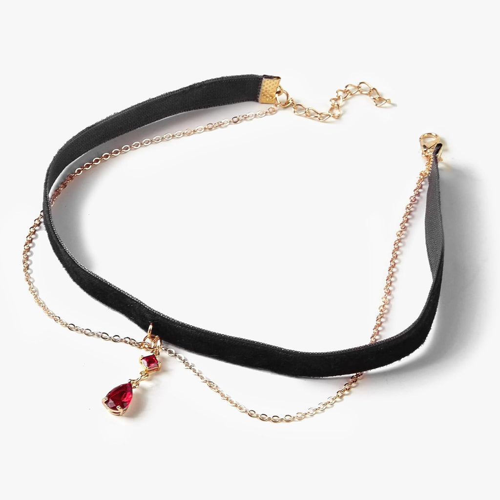 Fesciory Black Necklaces for Women, Adjustable Layered Velvet Leather Lace Collar Necklace, Goth Jewelry Gifts.