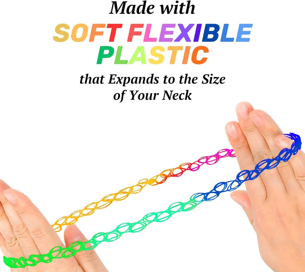 BodyJ4You 2PC Tattoo Choker Necklace - 90s Choker Necklace Women - 2000s Y2K Black Chokers Rainbow Choker - Butterfly Ying Yang Unicorn Rainbow Charms - Stretchy Elastic Necklace