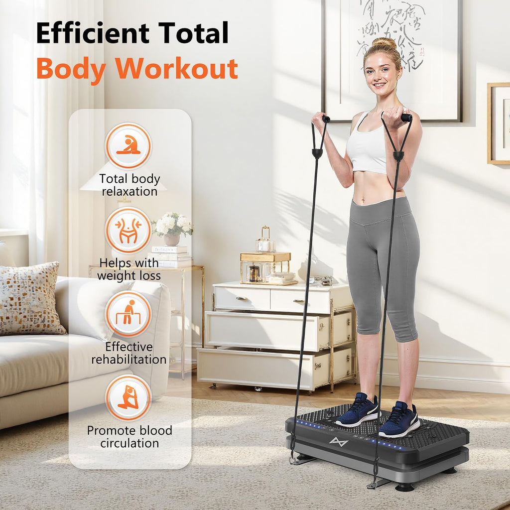 AXV Vibration Plate Fitness Platform Exercise Machine Vibrating Shaking Full Body Shaker Workout Vibrate Stand Shake Board Sport Gym for Weight Loss Fat Burner for Women Men