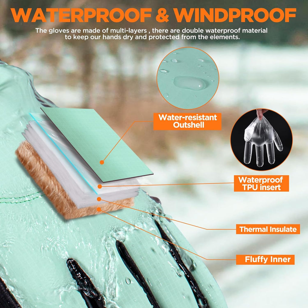 rivmount Winter Waterproof Ski Snow Warm Gloves for Women Men, Windproof Cold Weather Thermal with Touchscreen Fingers, for Running Driving Cycling Hiking Biking Outdoor Sports Daily Work