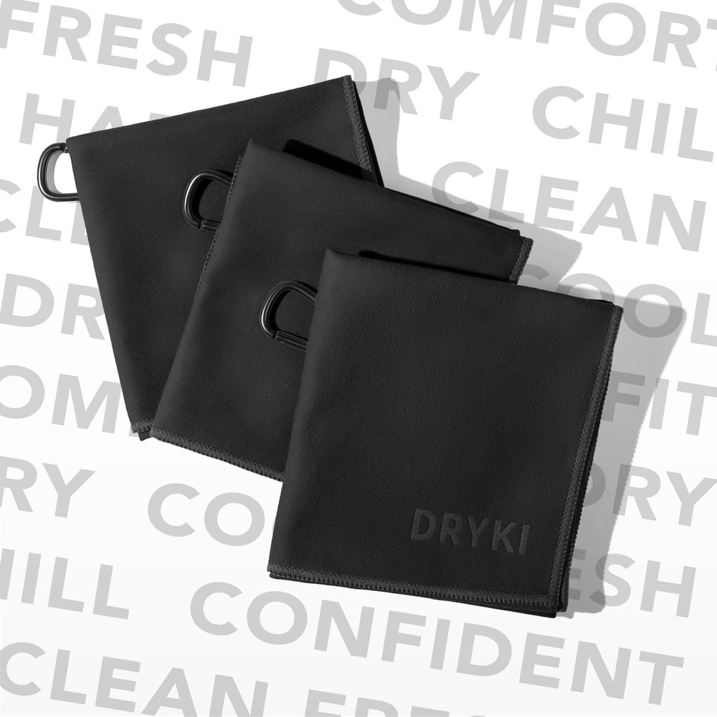 Sweat Absorbing Handkerchiefs - The Original Pocket-Sized Sweat Towels - Quick-Dry Microfiber Sweat Rags for Face, Hands, & Body - Men & Women - Gym, Sports, and Work (Black: 5 Pack)