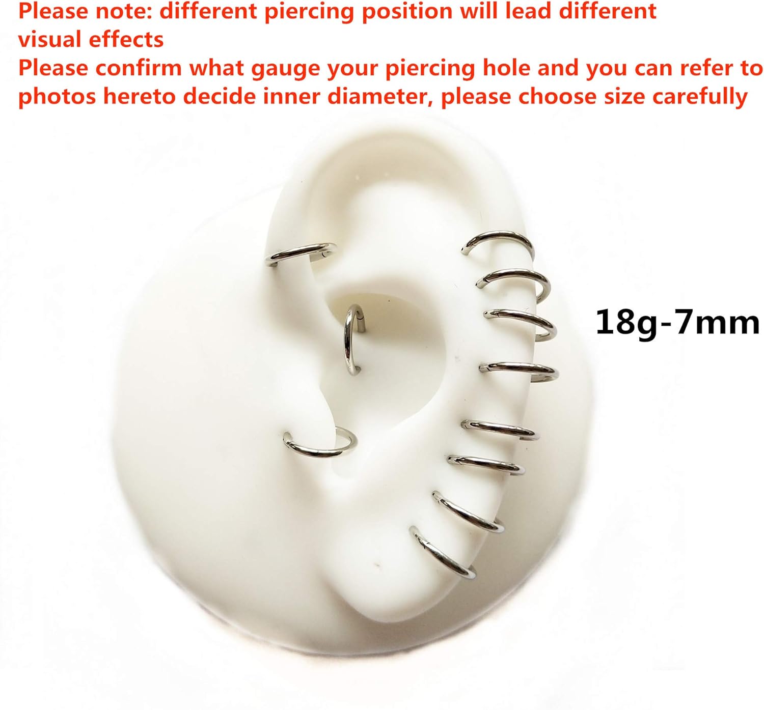 ORANGELOVE Hypoallergenic Nose Rings 20G 18G 16G 14G 12G 10G 8G 316l Surgical Steel Septum Jewelry Hinged Segment Ring Body Piercing Nose Hoop Lip Rings Nose Helix Cartilage Rook Earrings