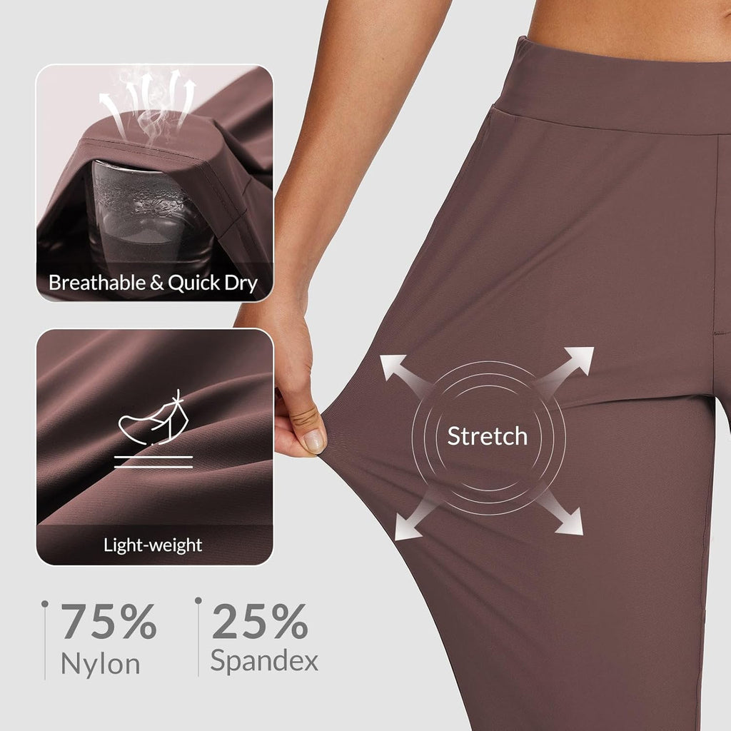 baleaf Womens Travel Pants Lightweight Stretch with Zipper Pockets Petite Ankle Dressy Golf Work Business Casual Slacks