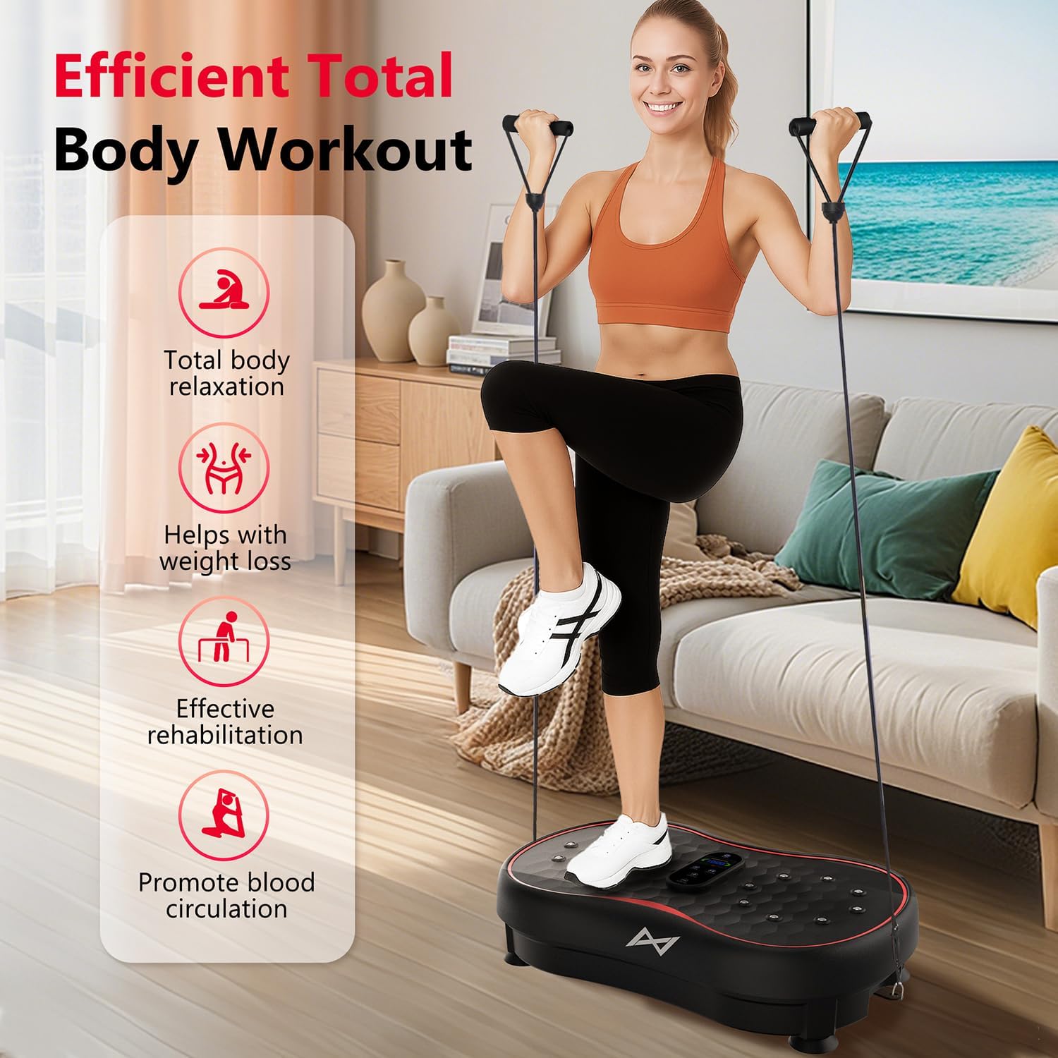 AXV Vibration Plate Fitness Platform Exercise Machine Vibrating Shaking Full Body Shaker Workout Vibrate Stand Shake Board Sport Gym for Weight Loss Fat Burner for Women Men