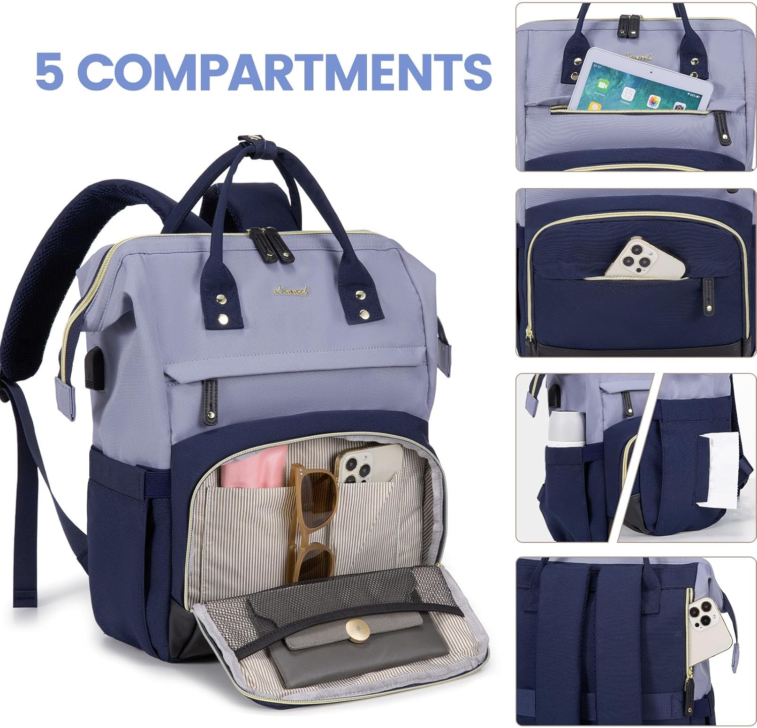 LOVEVOOK Laptop Backpack for Women, 15.6 Inch Work Business Backpacks Purse With Large Capacity, Waterproof Nurse Bag College Bookbag for School, Waterproof Casual Daypack for Travel