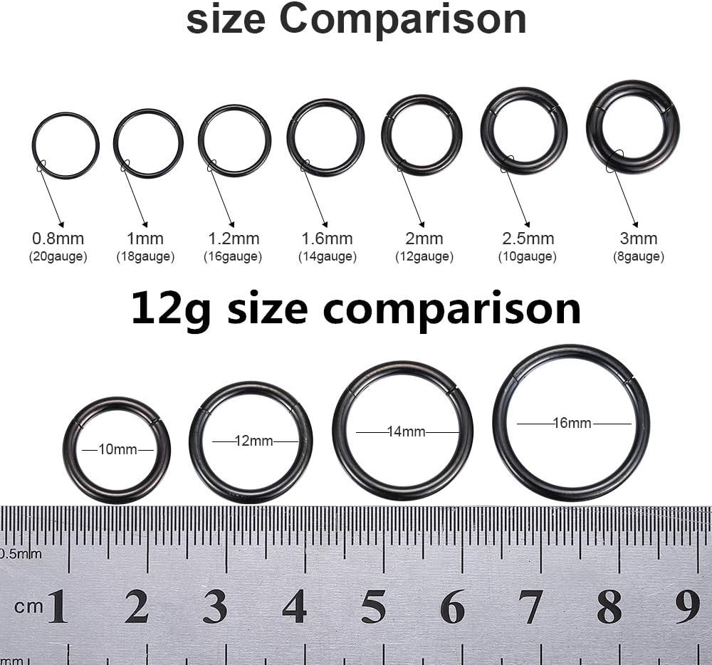 ORANGELOVE Hypoallergenic Nose Rings 20G 18G 16G 14G 12G 10G 8G 316l Surgical Steel Septum Jewelry Hinged Segment Ring Body Piercing Nose Hoop Lip Rings Nose Helix Cartilage Rook Earrings