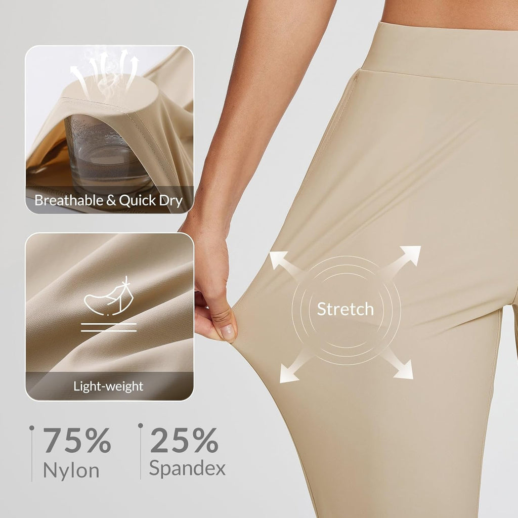 baleaf Womens Travel Pants Lightweight Stretch with Zipper Pockets Petite Ankle Dressy Golf Work Business Casual Slacks