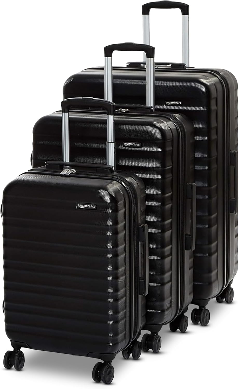 Basics 21" Hardside Carry-On Luggage, Hardshell Suitcase With Wheels, Expandable For Up to 25% More Space, With Scratch-Resistant Surface, Four Multi-directional Wheels, Black