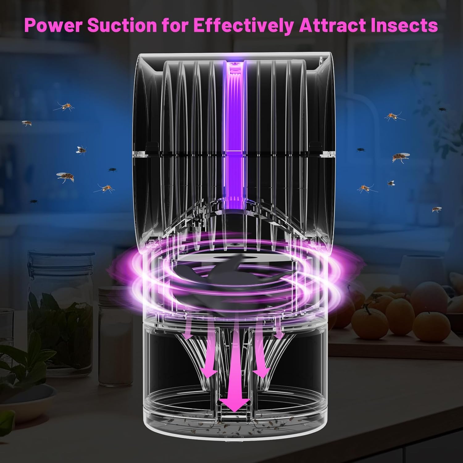 Fly Traps Indoor,Fruit Fly Trap for Indoors Mosquito Trap Indoor Insect Trap with Suction, Time Setting, Bug Light & 10 Pcs Sticky Glue Boards (Blue)