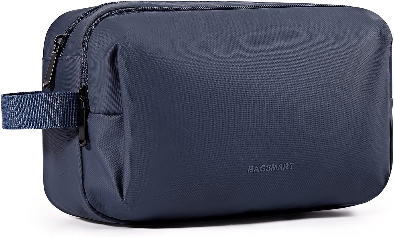BAGSMART Toiletry Bag for Men, Travel Toiletry Organizer Dopp Kit Water-resistant Shaving Bag for Toiletries Accessories, Door Room Essentials, Black-medium