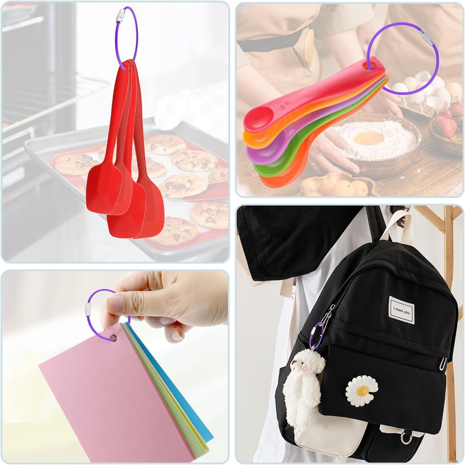 CooBigo 16 Pack Stainless Steel Loops 2mm Coated Wire Keychain Cable Large Keyrings 6 inch Key Chain for Luggage Tags, Key Tags, Keyrings, Kitchen utensils, Duster-Assorted Colors