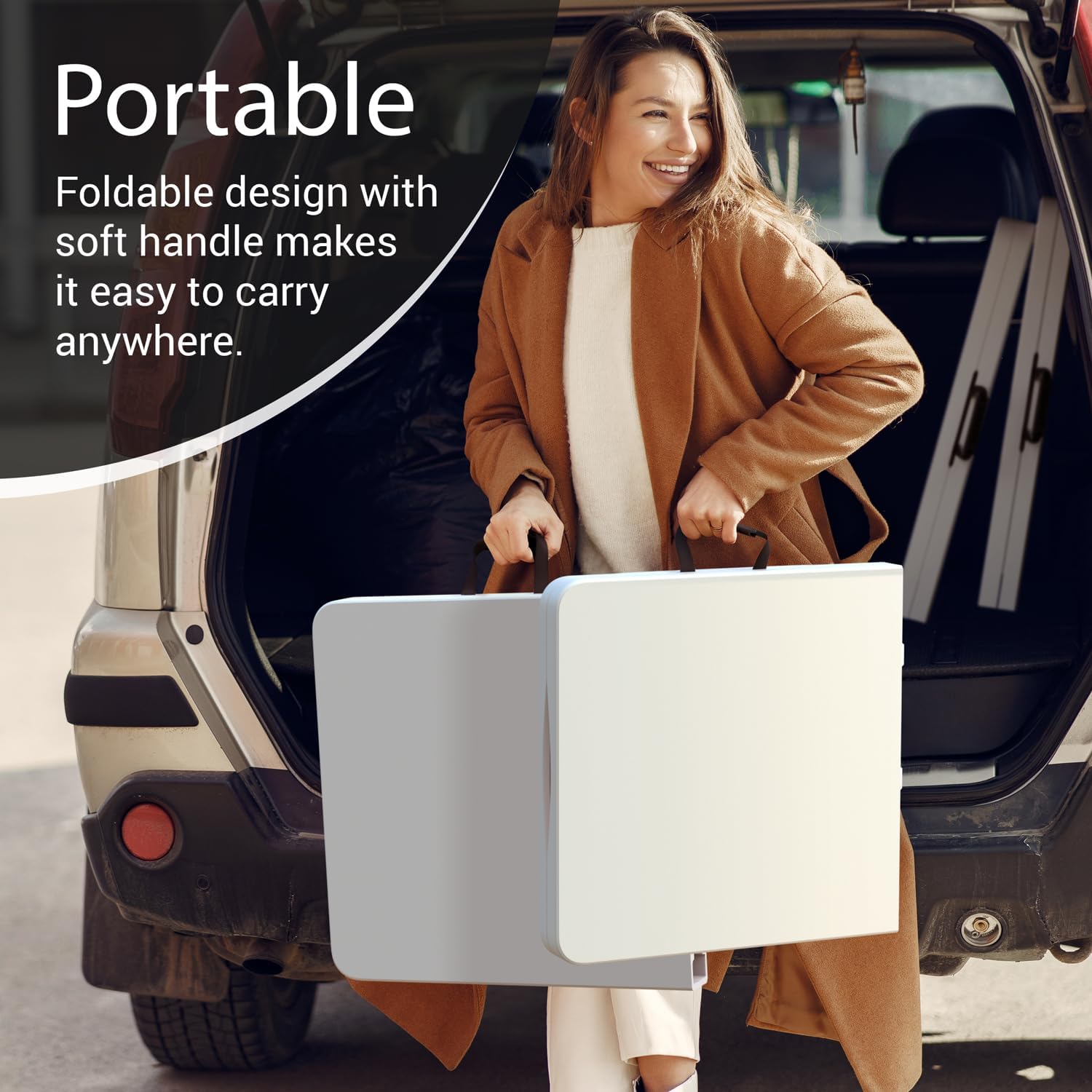 6 Feet Foldable Table with Built in Handle & Steel Legs | Heavy Duty Portable | Perfect for Party, Dining, Wedding, Events, Picnic Indoor, Outdoor, Camping, Utility, Folding