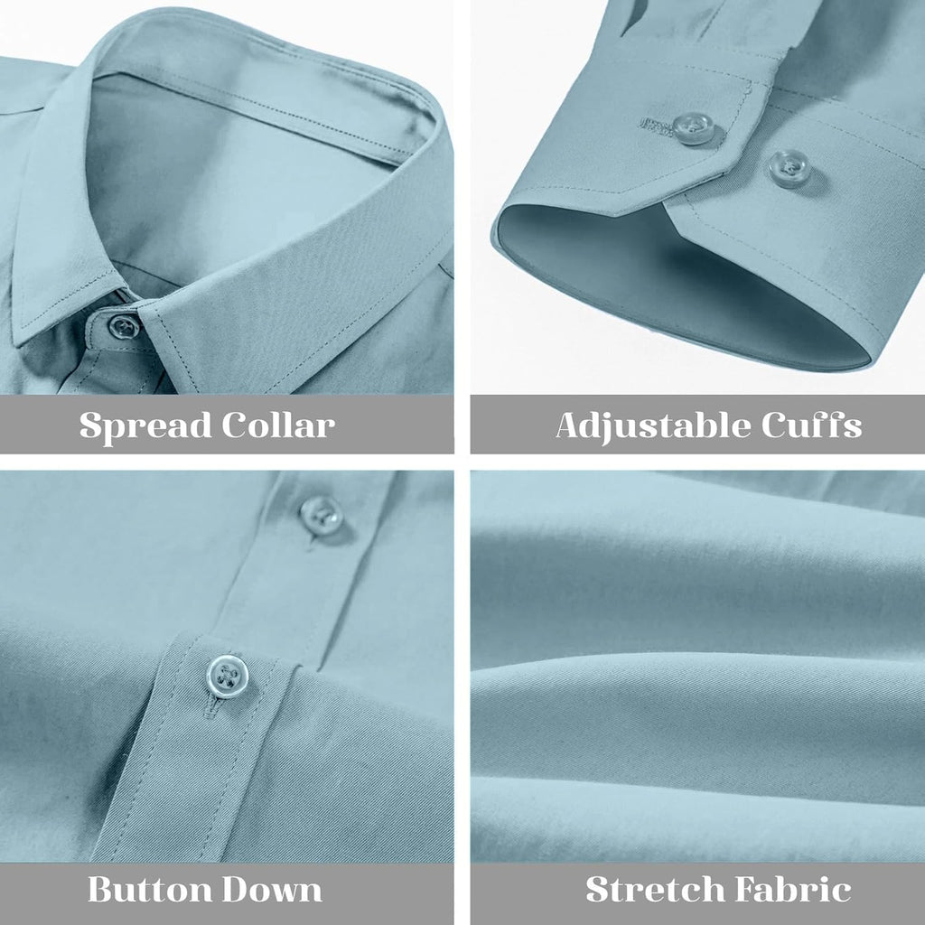 BEILU Stretch Mens Slim Fit Dress Shirts Formal Long Sleeve Button Down Shirts