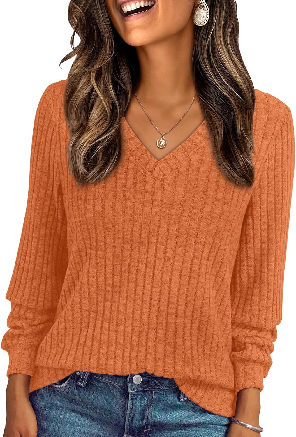 AUTOMET Womens V Neck Long Sleeve Shirt Fall Fashion Tops Tunic Dressy Casual Sweater Clothes Cute Trendy Work Outfits 2025