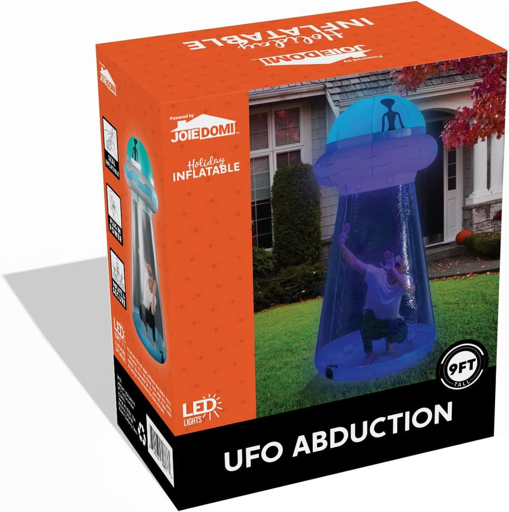 Joiedomi 9 FT Tall Halloween Inflatable UFO Outdoor Decorations, Halloween Blow Ups UFO Alien Decor for Yard Decoration with LEDs for Lawn Garden Party Decor