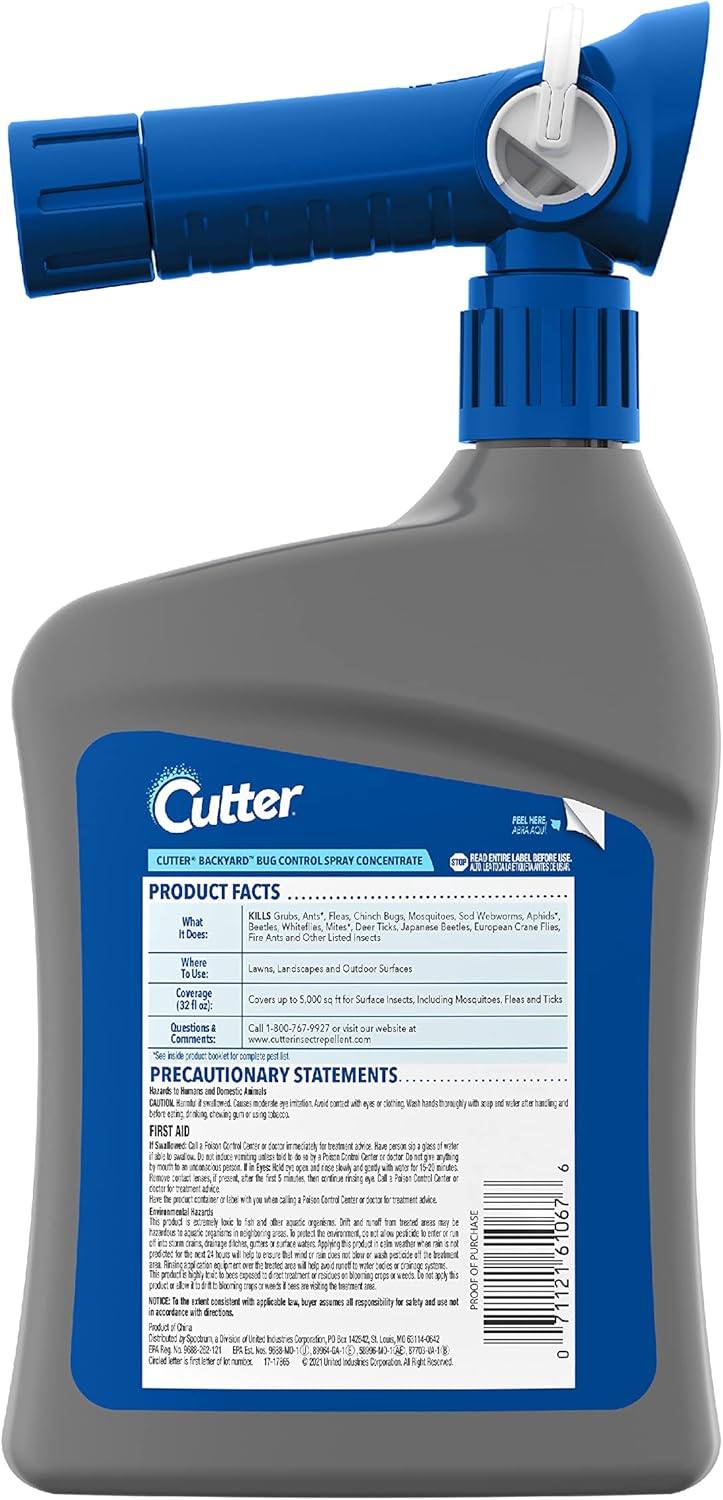 Cutter Backyard Bug Control Spray Concentrate (2 Pack), Kills Mosquitoes, Fleas & Listed Ants, 32 fl Ounce