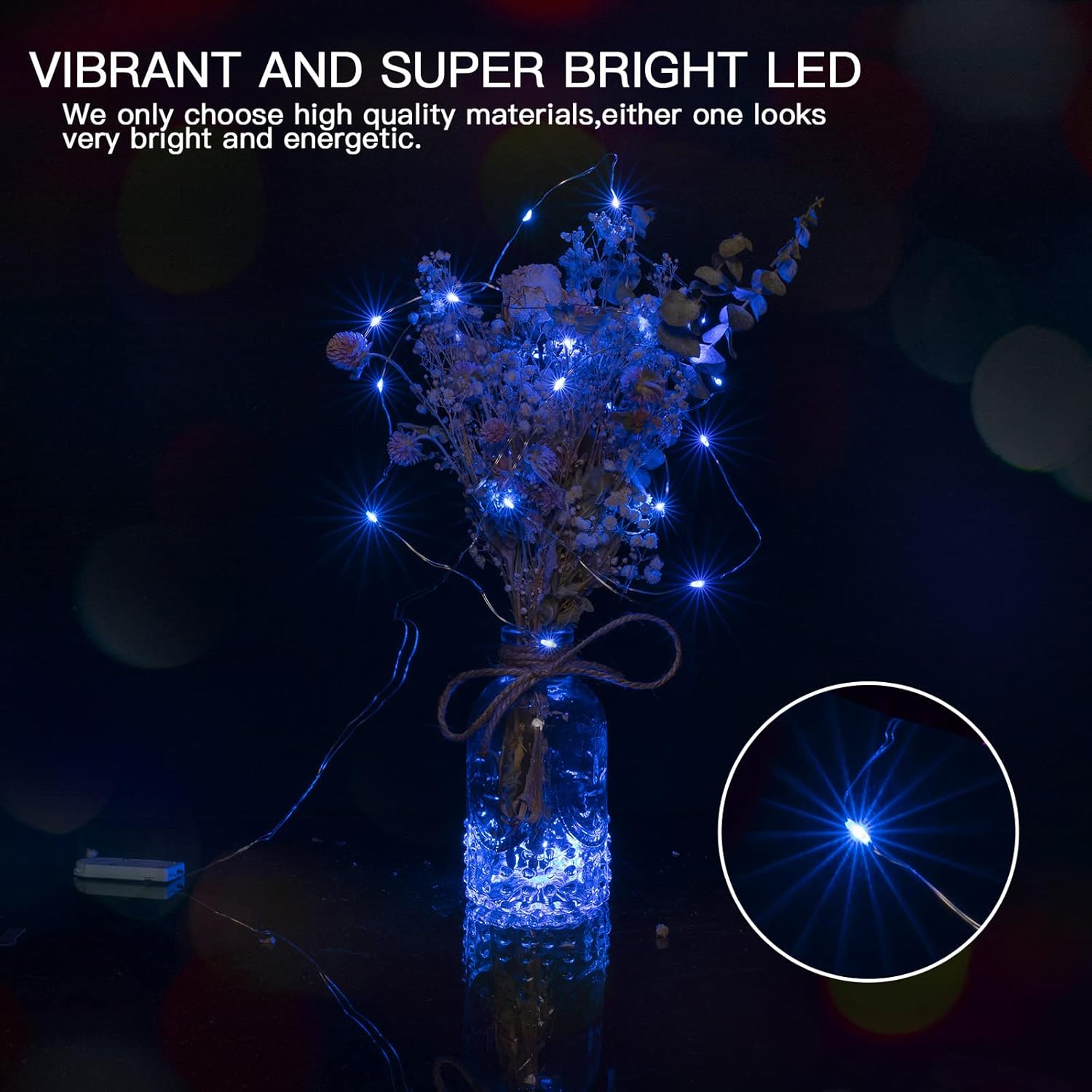 Brightown 12 Pack LED Fairy Lights Battery Operated String Lights - 7ft 20LED Waterproof Silver Wire Firefly Starry Moon Lights for DIY Crafts Wedding Table Centerpieces Party Bedroom Christmas