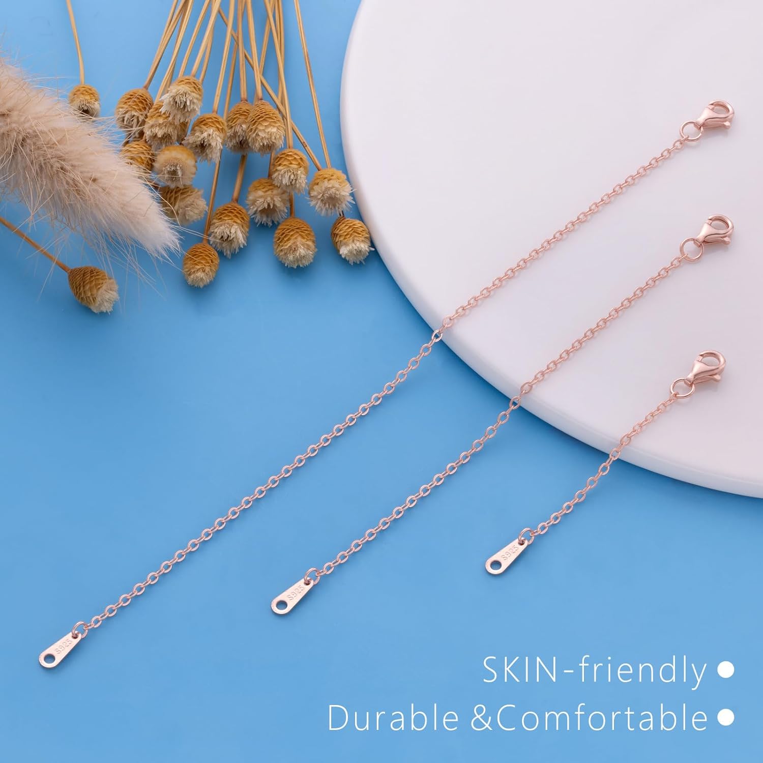 925 Sterling Silver Necklace Extender Sterling Silver Necklace Chain Extenders for Necklaces 2", 3", 4" Inches