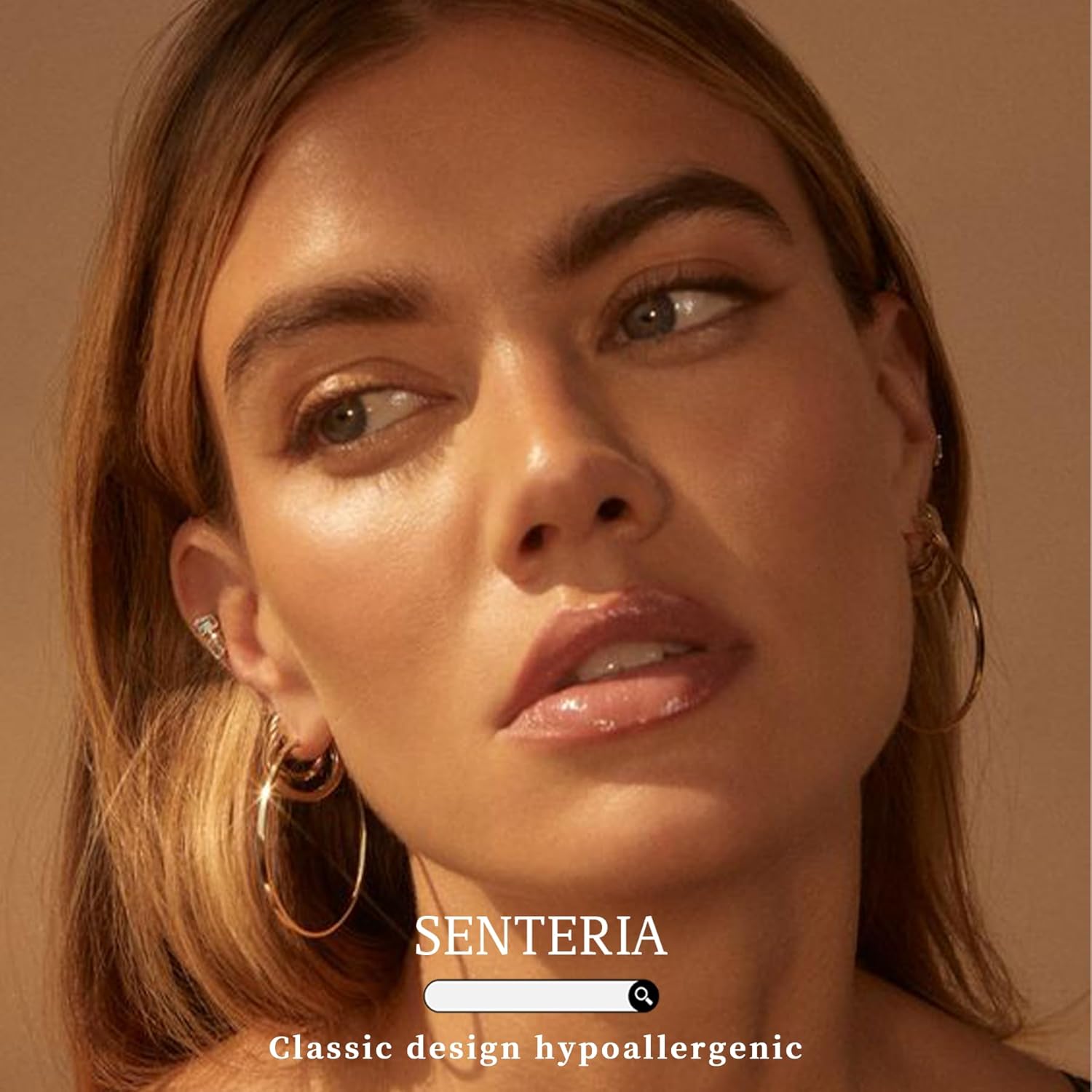 Senteria 2mm Wide 925 Sterling Silver Hoop Earrings for Women Hypoallergenic Lightweight Thin Large Big Gold Plated Hoops Earrings for Women 20/30/50/70MM