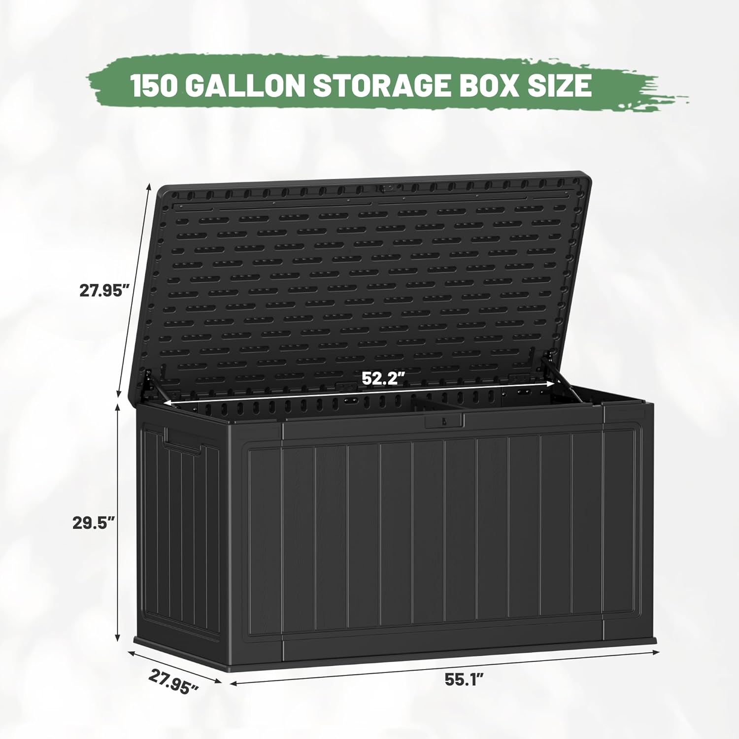Greesum 31 Gallon Resin Deck Box Large Outdoor Storage for Patio Furniture, Garden Tools, Pool Supplies, Weatherproof and UV Resistant, Lockable, Dark Black