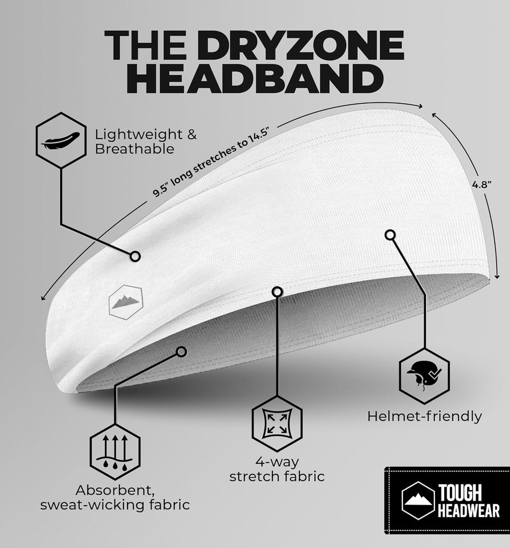 Tough Outfitters Headband for Men - Mens Headbands - Working Out Sports Performance Head Bands - Athletic Cycling Running Sweat Band, Football Headbands - Sweat Bands Men/Women