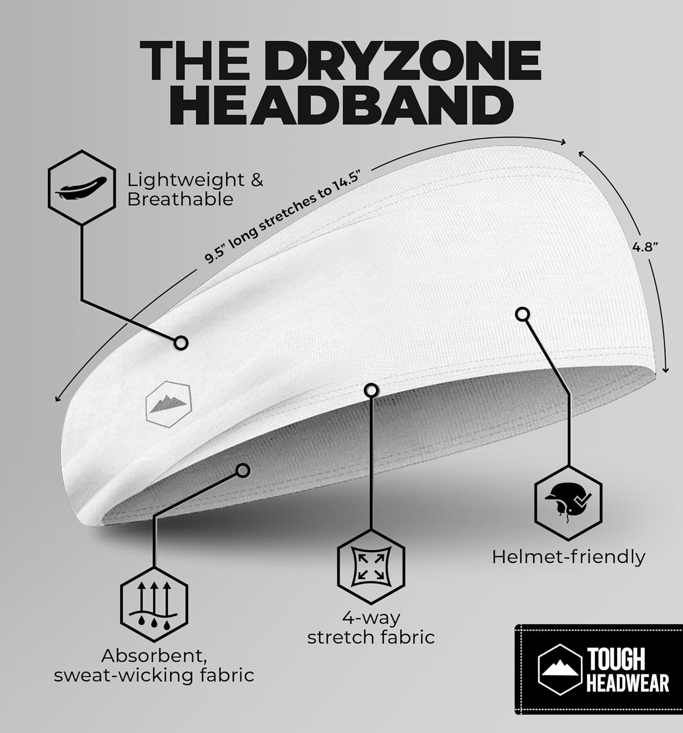 Tough Outfitters Headband for Men - Mens Headbands - Working Out Sports Performance Head Bands - Athletic Cycling Running Sweat Band, Football Headbands - Sweat Bands Men/Women