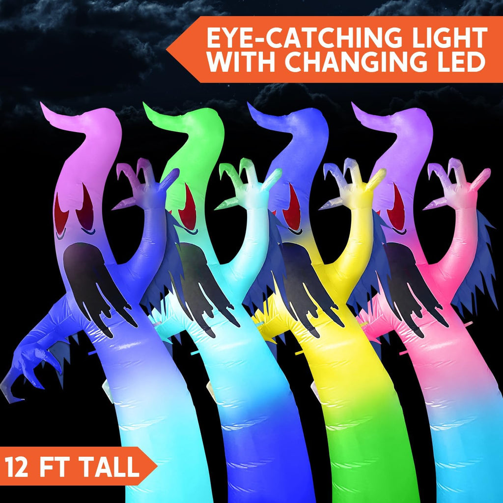 Joiedomi 12 FT Halloween Inflatables Outdoor Decorations, Scary Ghost Halloween Decor, Inflatable Ghost Blow Ups for Yard with LEDs for Outside Yard Decorations