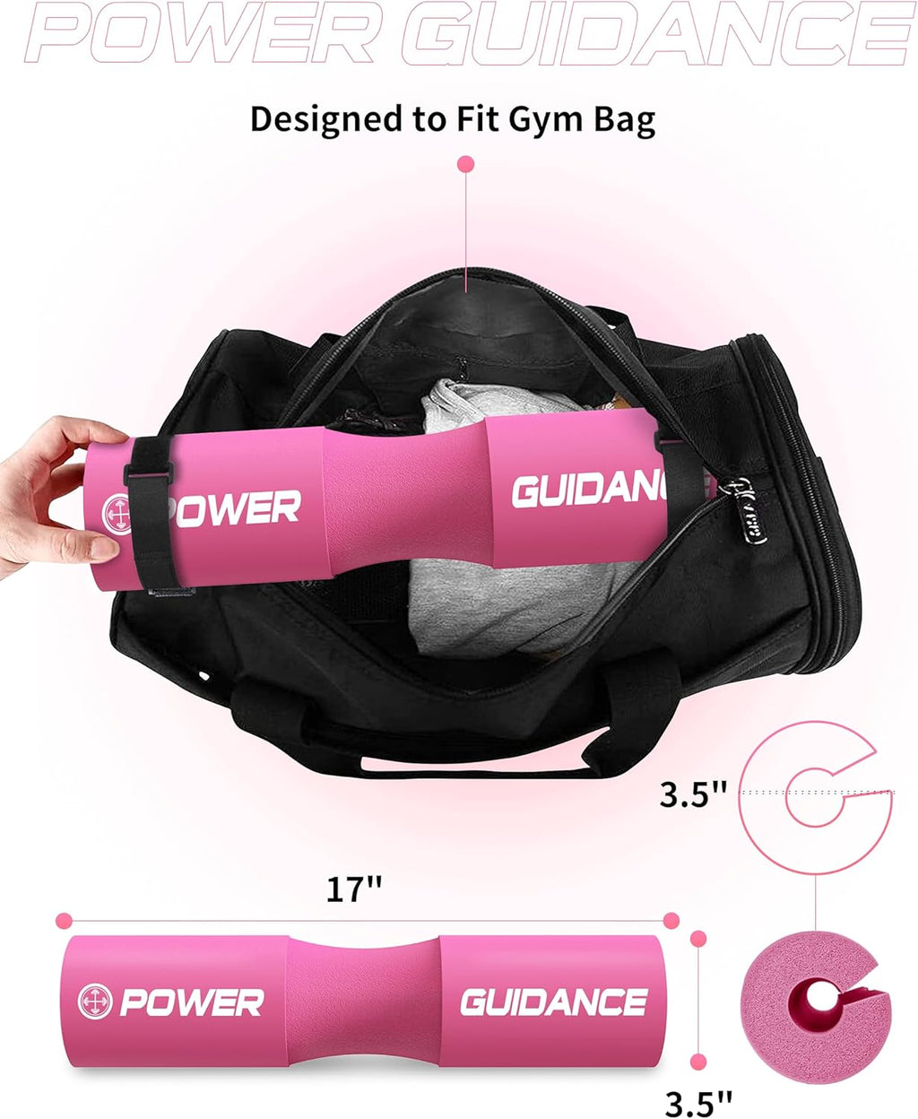 POWER GUIDANCE Barbell Squat Pad - Neck & Shoulder Protective Pad - Great for Squats, Lunges, Hip Thrusts, Weight Lifting & More - Fit Standard and Olympic Bars Perfectly