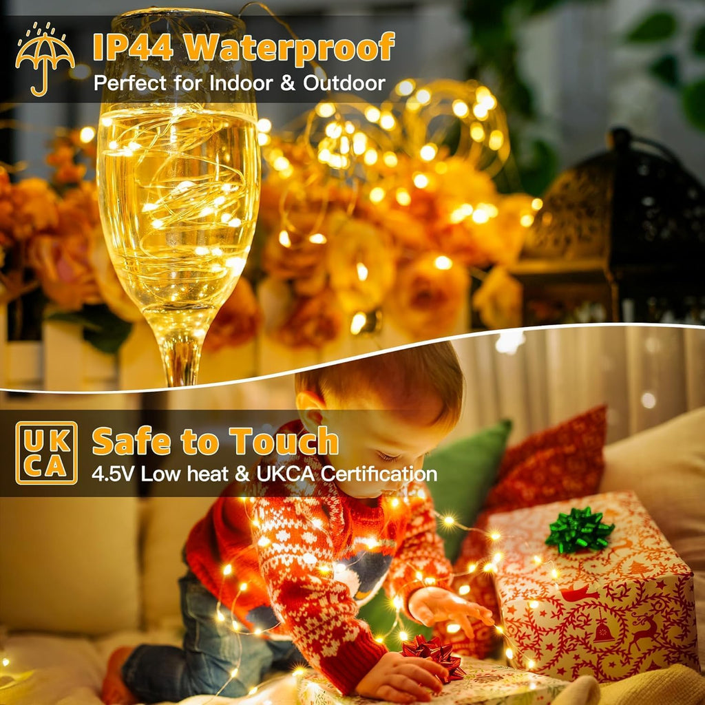 6 Pack Fairy Lights Battery Operated 7ft 20 LED Mini String Lights Twinkle Lights Silver Wire Firefly Starry Moon Lights for Mason Jars Wedding Party Christmas Centerpiece Table Decorations,Warm White