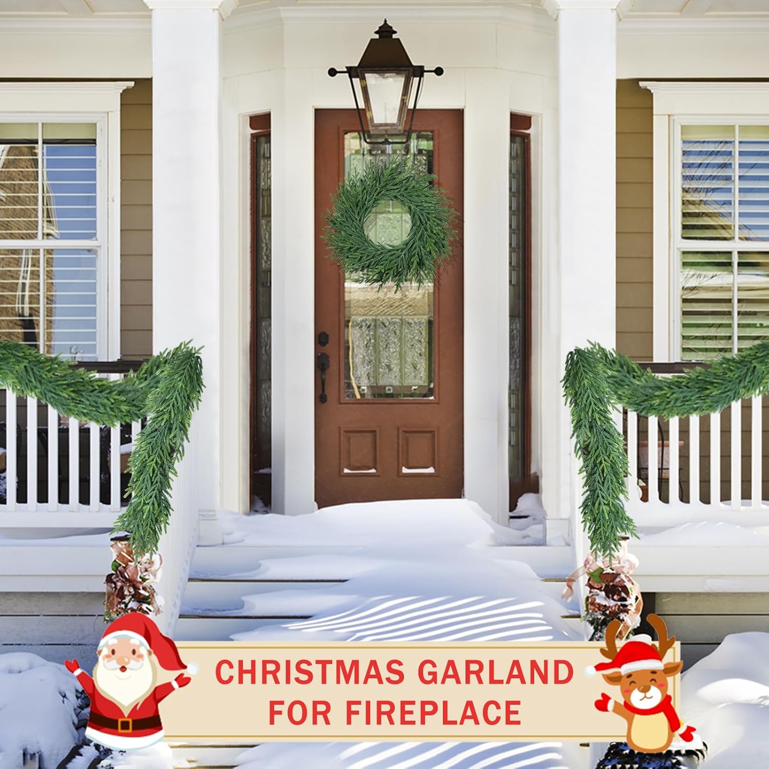 Christmas Cedar Garland for Staircase Real Touch Droopy Bendable Lifelike Faux Xmas Garlands for Decoration Christmas Green Pine Mantle Garland Thanksgiving Table Decorations Outdoor Indoor 5ft