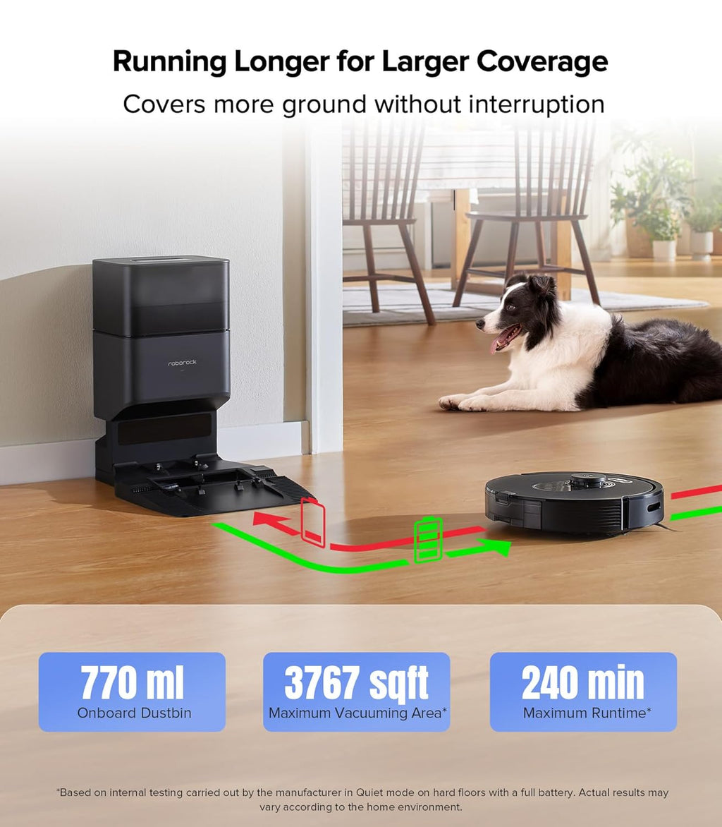 roborock Q7 M5+ Robot Vacuum and Mop, Upgraded from Q5 Max+, Up to 7-9 Weeks Self-Empty, 10000Pa Suction, Dual Anti-Tangle System for Pet Hair & Carpet, PreciSense LiDAR Navigation, App Control, Black