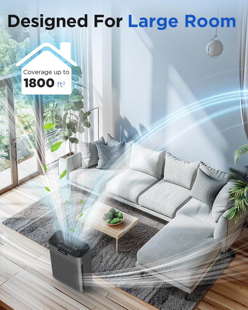 Air Purifiers for Home Large Room 2200 Ft² with Washable Filters, MOOKA HEPA Filter Pet Air Purifier for Bedroom with Fragrance, Air Cleaner for Smoke Dust Pollen Pets Hair Odor, KJ190L White