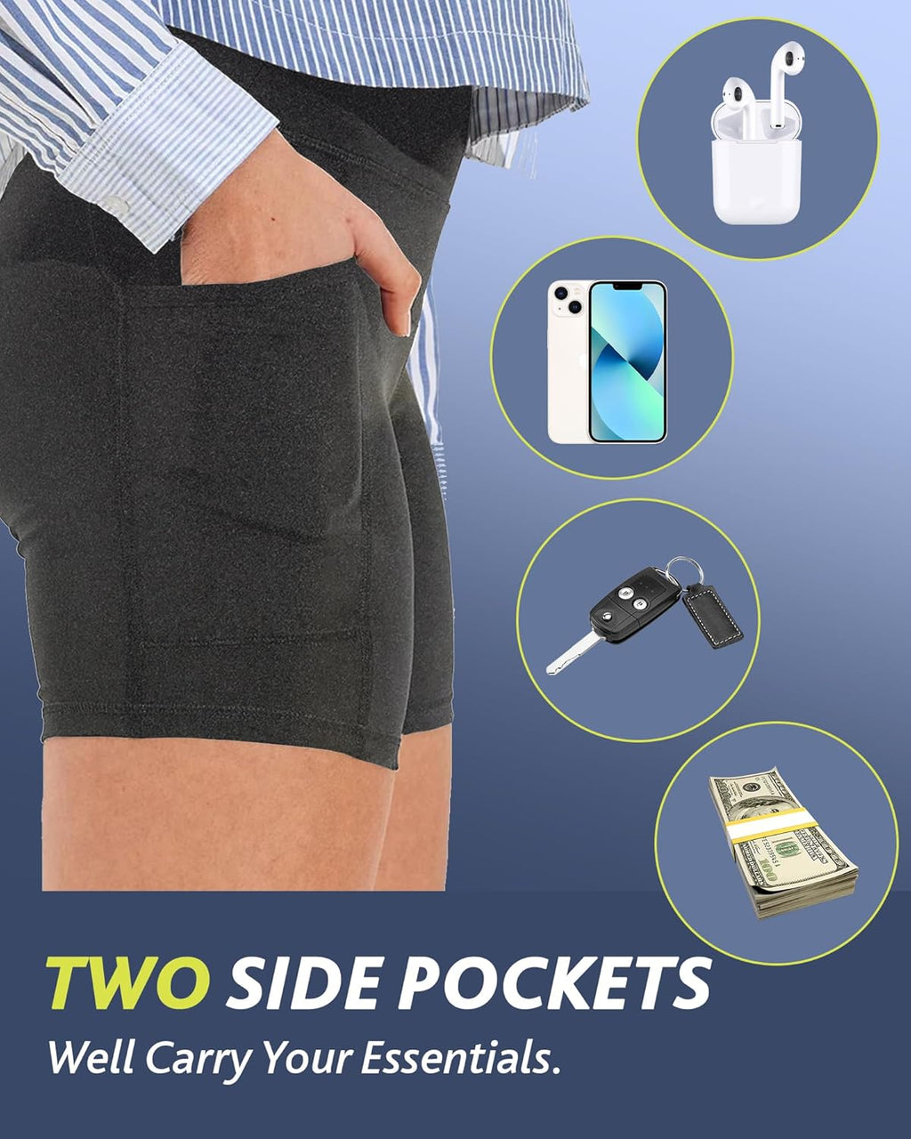 CAMPSNAIL Biker Shorts Women with Pockets - 3"/5"/8" High Waisted Workout Spandex Tummy Control Gym Running Yoga Shorts