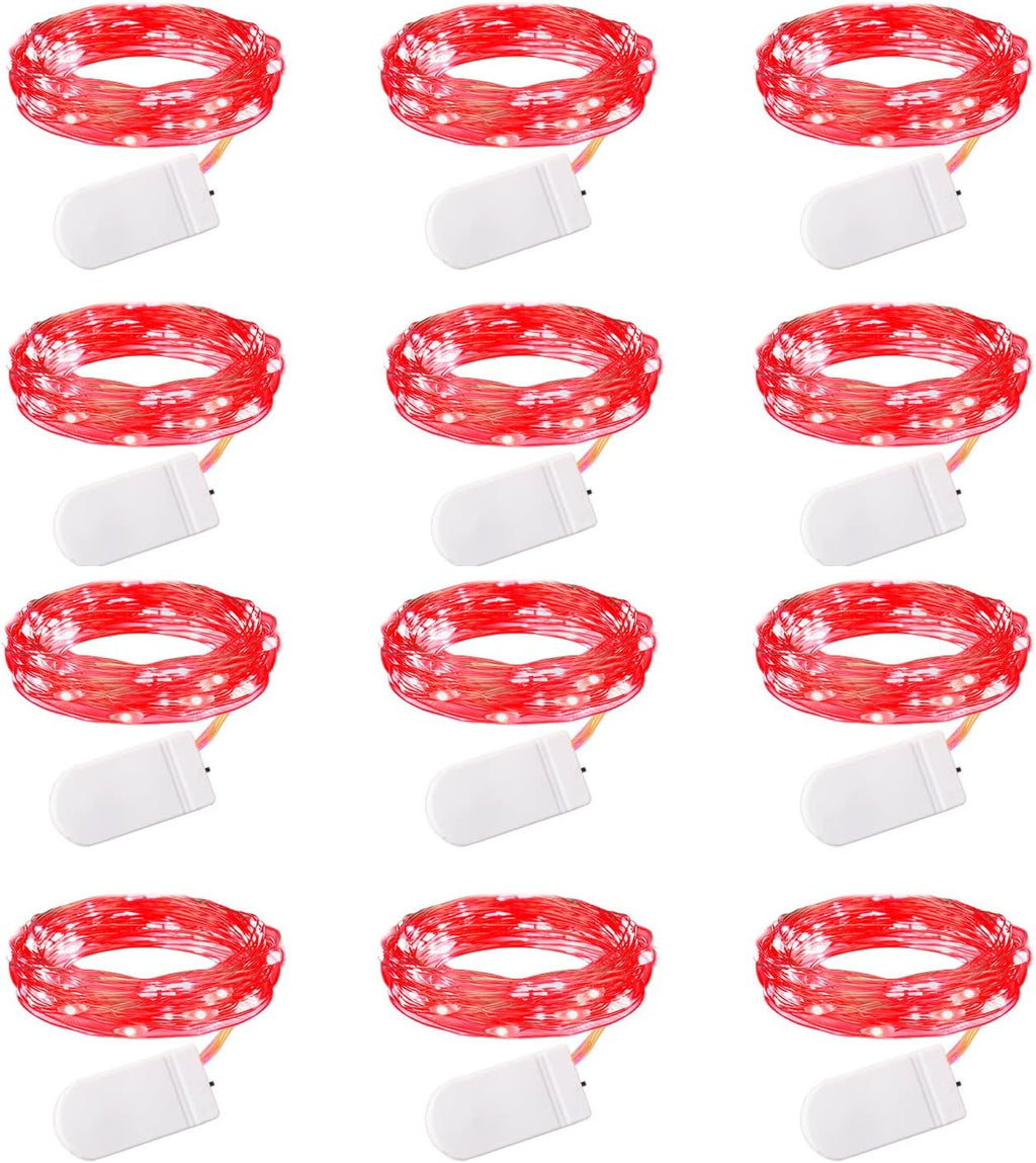 Brightown 12 Pack LED Fairy Lights Battery Operated String Lights - 7ft 20LED Waterproof Silver Wire Firefly Starry Moon Lights for DIY Crafts Wedding Table Centerpieces Party Bedroom Christmas