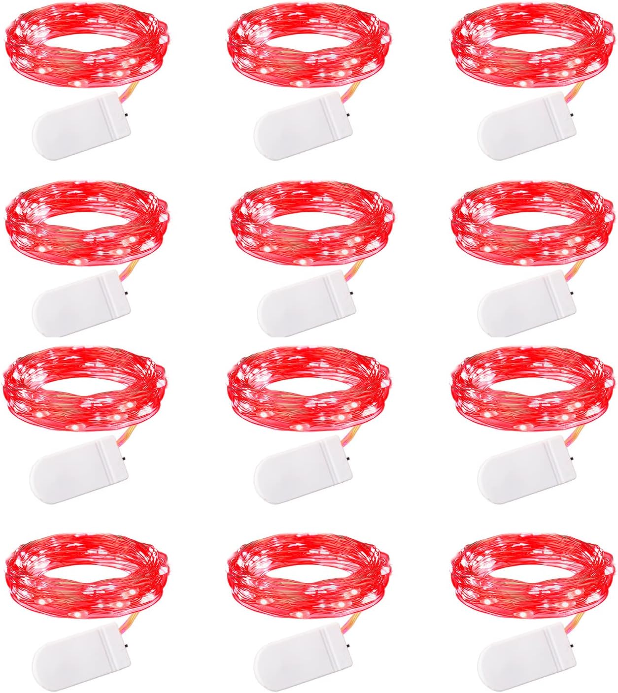 Brightown 12 Pack LED Fairy Lights Battery Operated String Lights - 7ft 20LED Waterproof Silver Wire Firefly Starry Moon Lights for DIY Crafts Wedding Table Centerpieces Party Bedroom Christmas