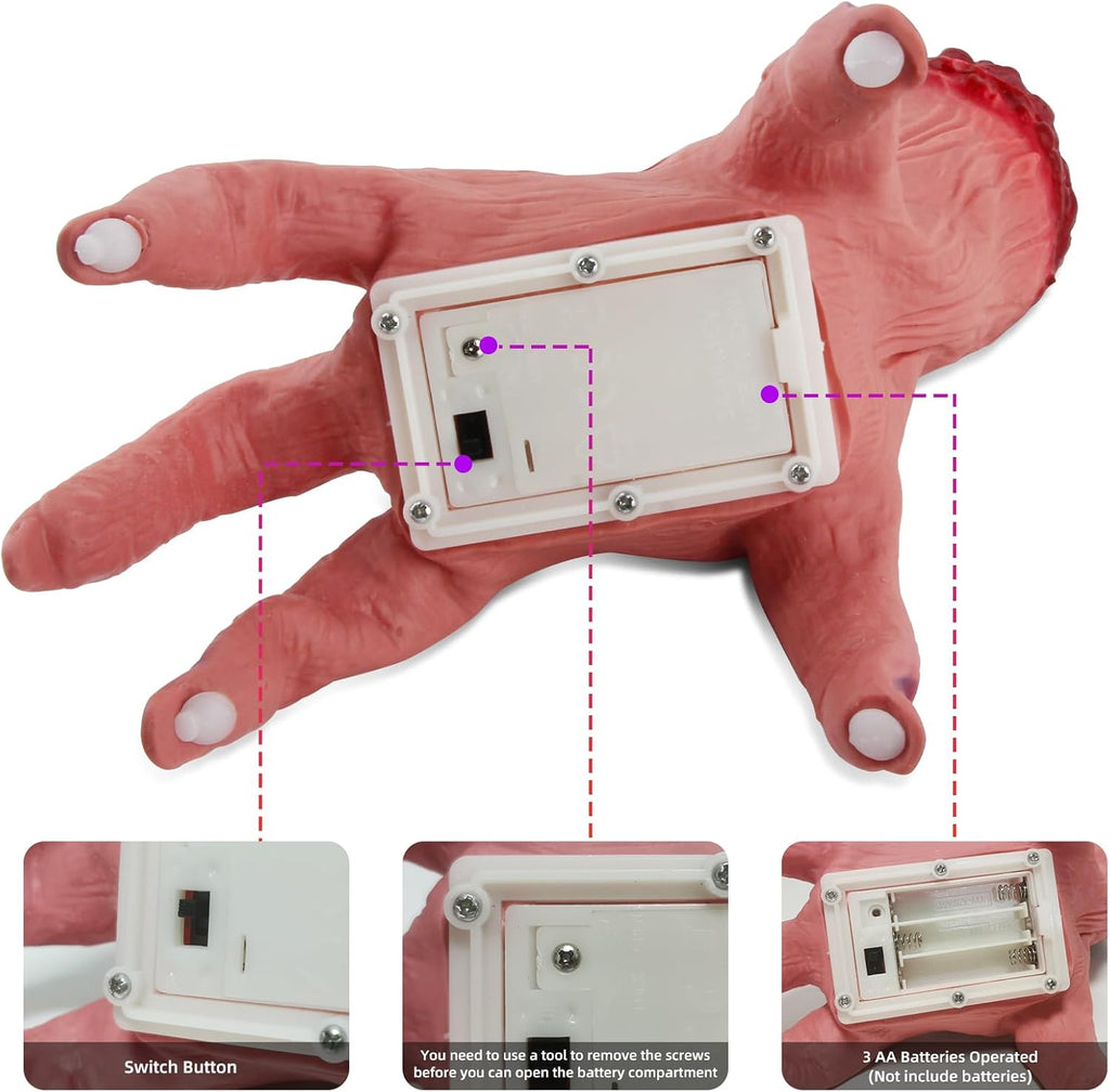 Halloween Decorations Crawling Hand,Halloween Automatic Crawl with Spooky Music Battery Powered Lifelike Scary Can Glow and Moving Hand for Costume Party Holiday Decorations