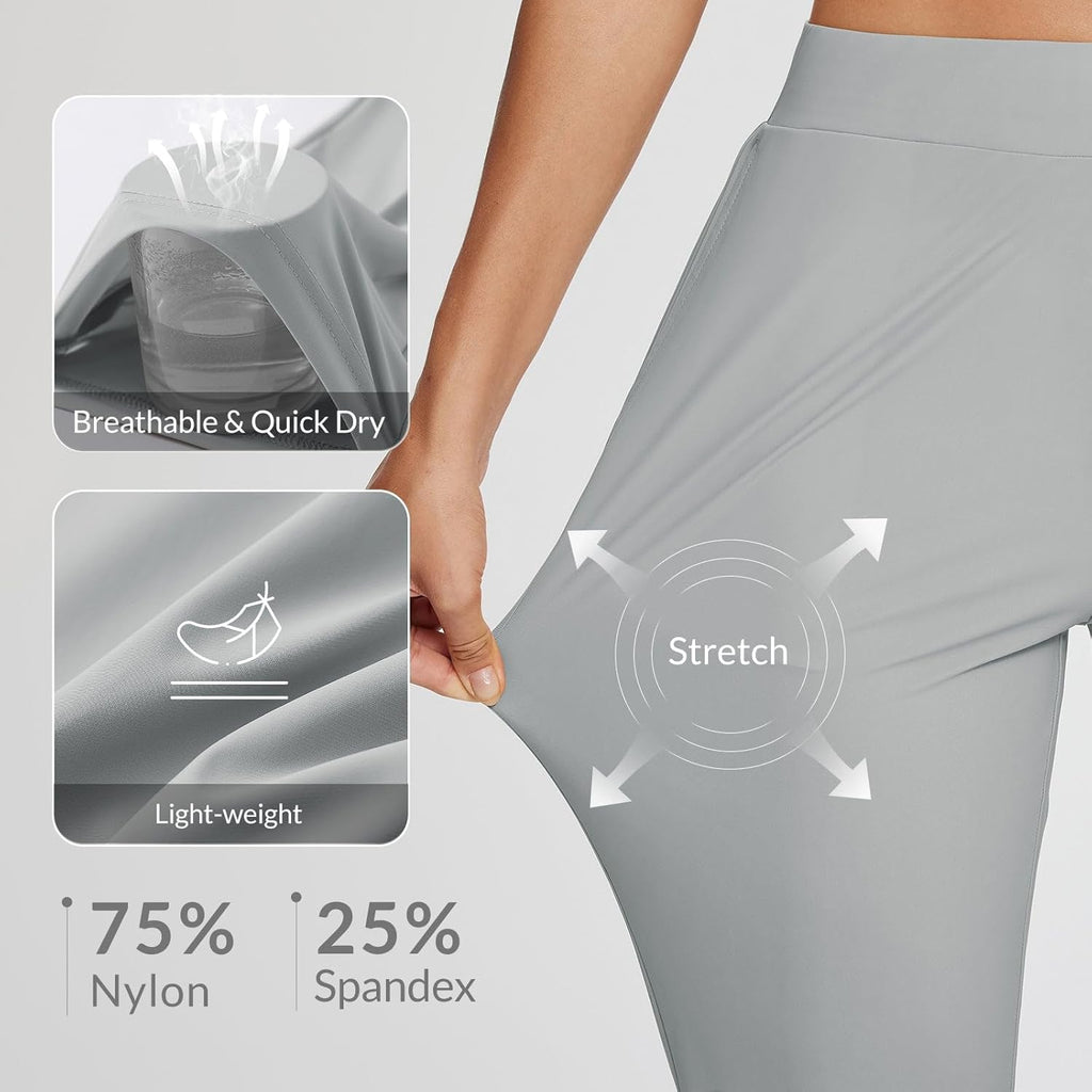 baleaf Womens Travel Pants Lightweight Stretch with Zipper Pockets Petite Ankle Dressy Golf Work Business Casual Slacks