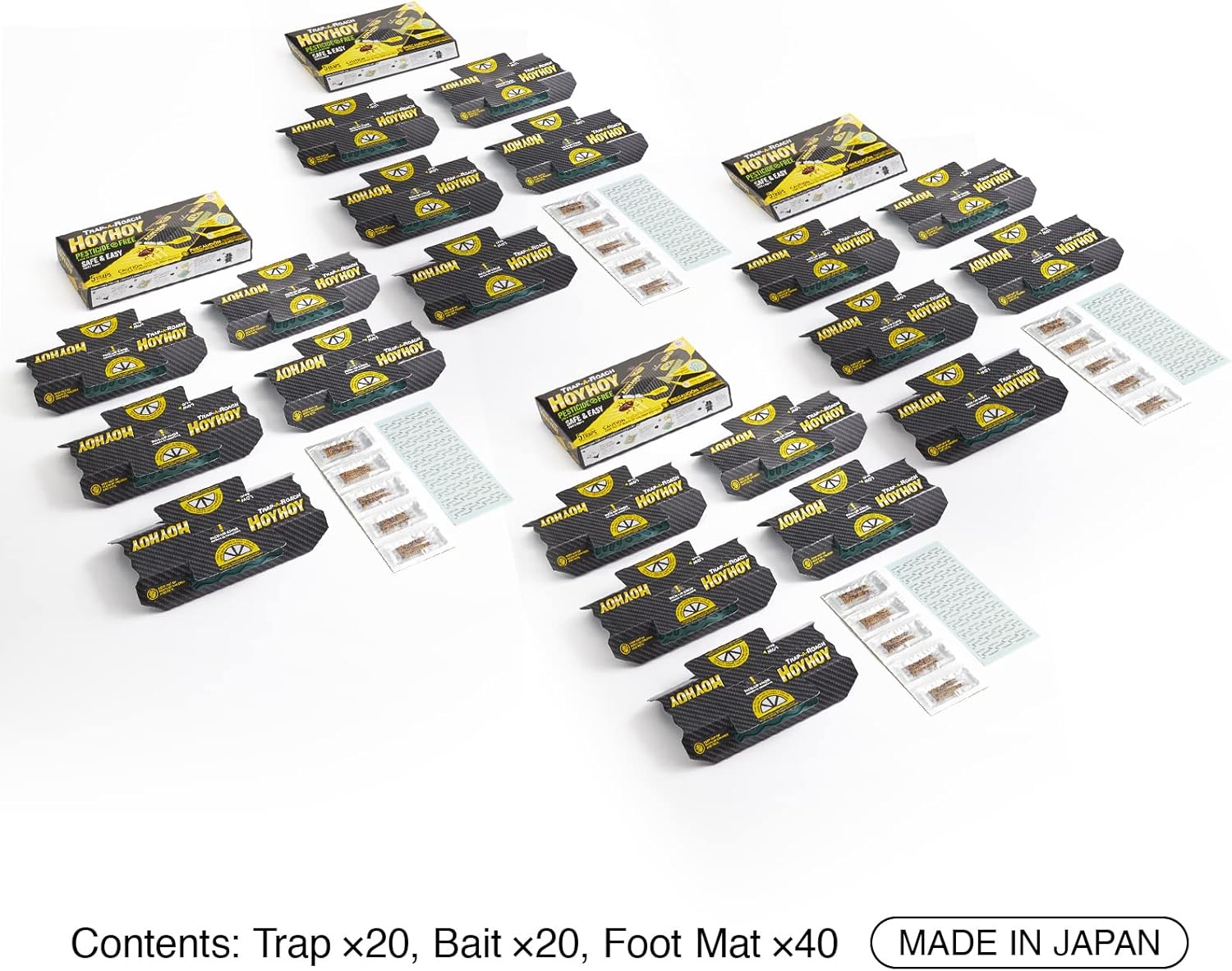 HOY HOY Trap A Roach - 10 Traps [2 Pack] Baited Glue Traps, Great for Home with Kids & Pets Indoor, Sticky Pest Control Trap, Roach Killer, Made in Japan