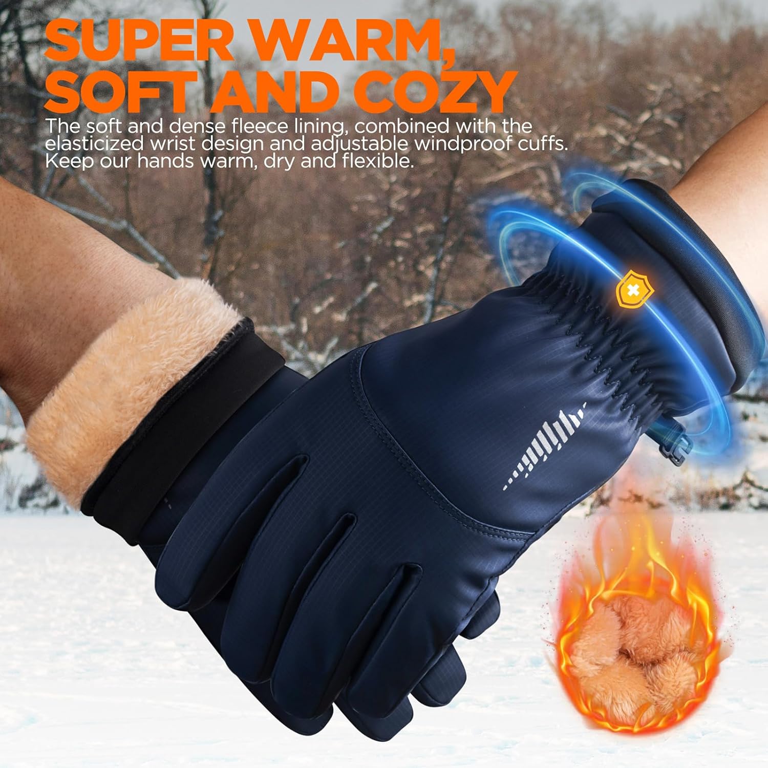 rivmount Winter Waterproof Ski Snow Warm Gloves for Women Men, Windproof Cold Weather Thermal with Touchscreen Fingers, for Running Driving Cycling Hiking Biking Outdoor Sports Daily Work