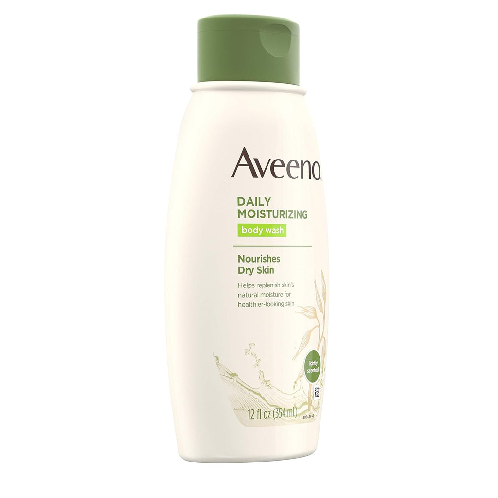 Aveeno Daily Moisturizing Body Wash for Women and Men for Dry & Sensitive Skin, Paraben, Soap & Dye-Free, Gentle Shower Cleanser, Dermatologist Recommended Brand, Lightly Scented, 33 Fl Oz