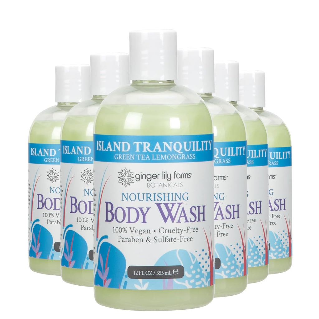 Ginger Lily Farms Botanicals Nourishing Body Wash, Island Tranquility, 100% Vegan & Cruelty-Free, Green Tea Lemongrass Scent, 1 Gallon Refill (128 fl. oz.)