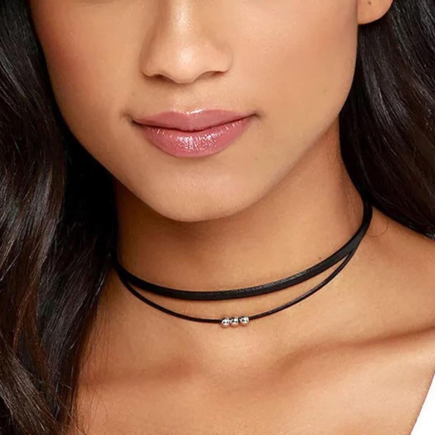 Fesciory Black Necklaces for Women, Adjustable Layered Velvet Leather Lace Collar Necklace, Goth Jewelry Gifts.