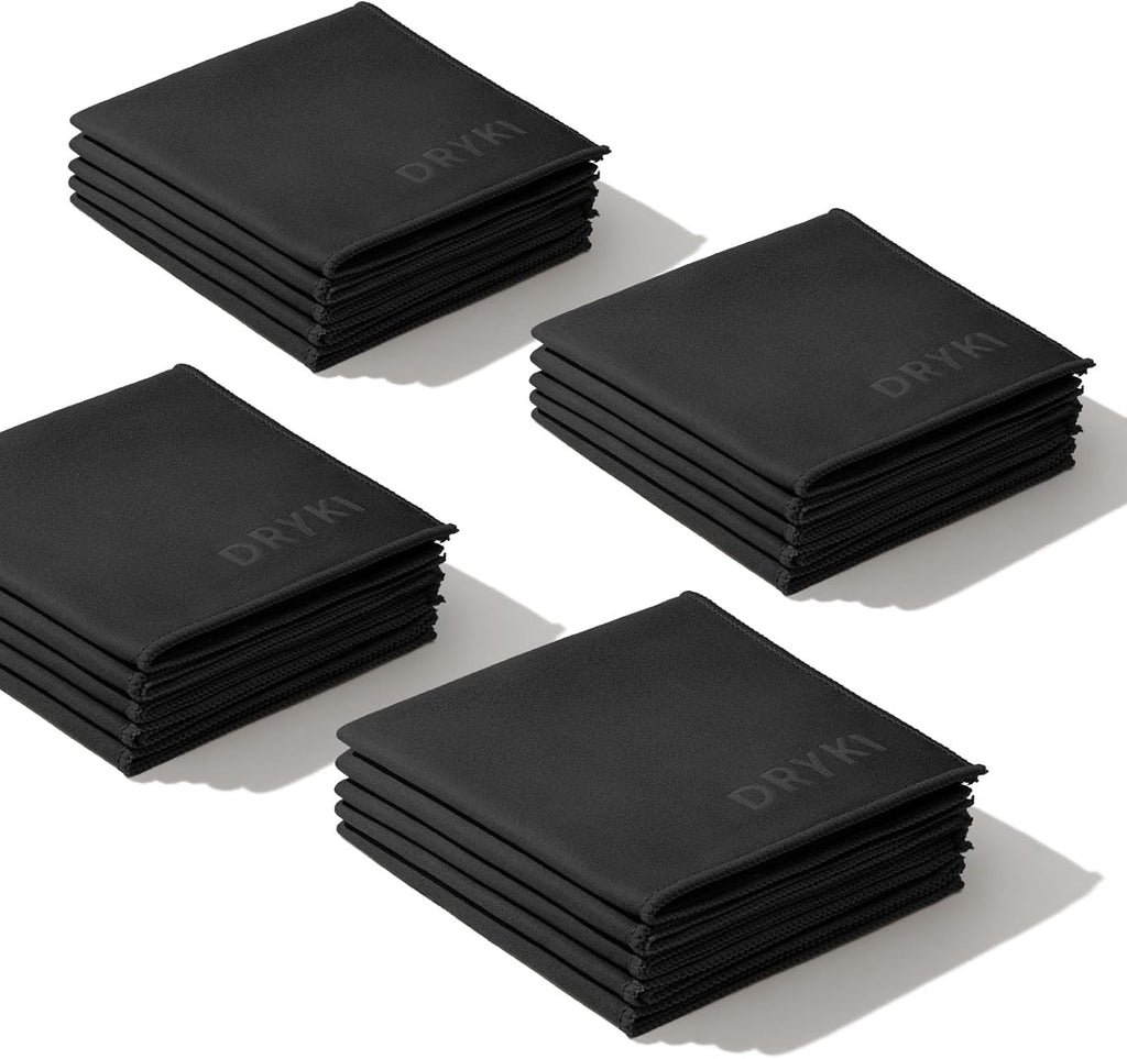 Sweat Absorbing Handkerchiefs - The Original Pocket-Sized Sweat Towels - Quick-Dry Microfiber Sweat Rags for Face, Hands, & Body - Men & Women - Gym, Sports, and Work (Black: 5 Pack)