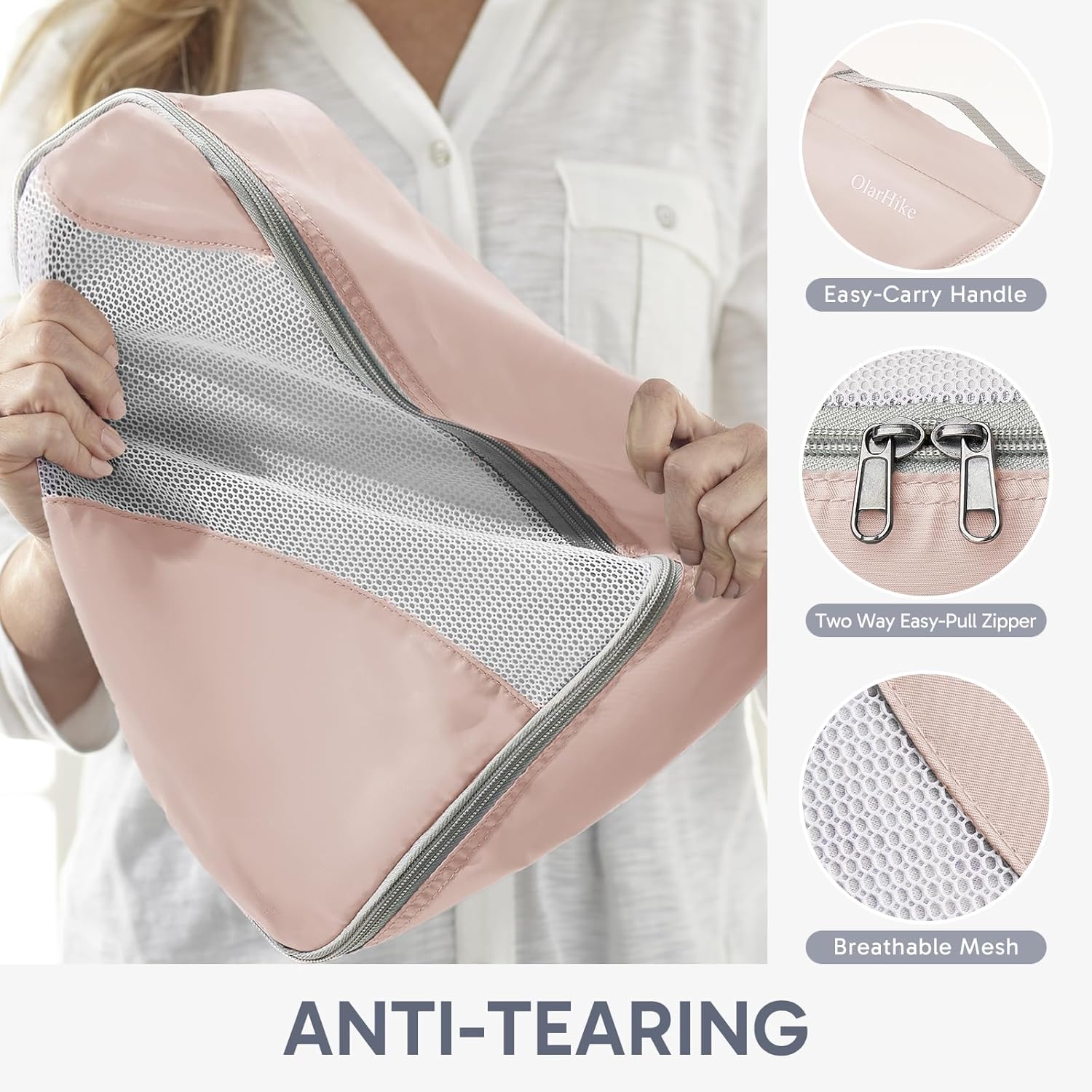 10 Set/8 Set Packing Cubes for Travel, Gifts for Women Mom,Anti-Tearing Suitcase Organizer for Luggage with Shoe & Hanging Toiletry Bag,OlarHike Vacation Essentials & Accessories for Cruise Ship,Cream