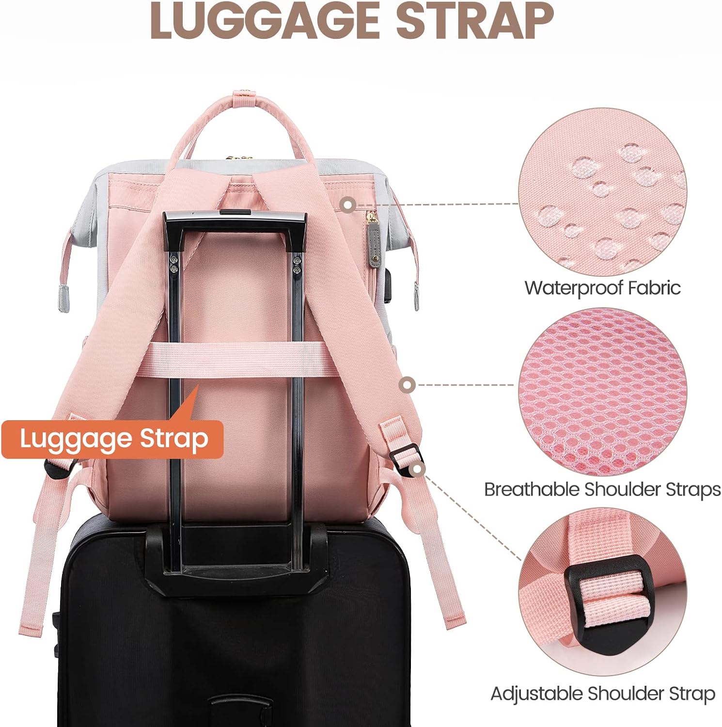 LOVEVOOK Laptop Backpack for Women, 15.6 Inch Work Business Backpacks Purse With Large Capacity, Waterproof Nurse Bag College Bookbag for School, Waterproof Casual Daypack for Travel