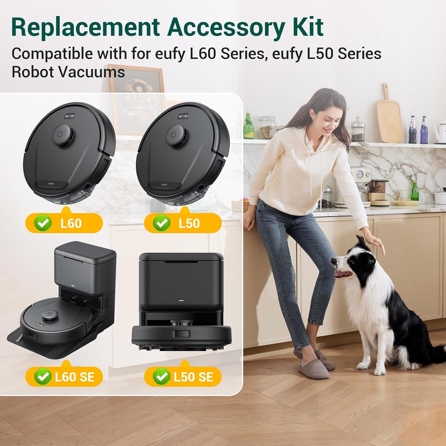 23 Pack C20 Omni Replacement Parts Accessories for Eufy C20 Omni Robot Vacuums kit, 1 Roller Brush, 4 HEPA Filters, 4 Mop Pads, 6 Side Brushes, 6 Dust Bags, 1 Clean Tool, 1 Screwdriver